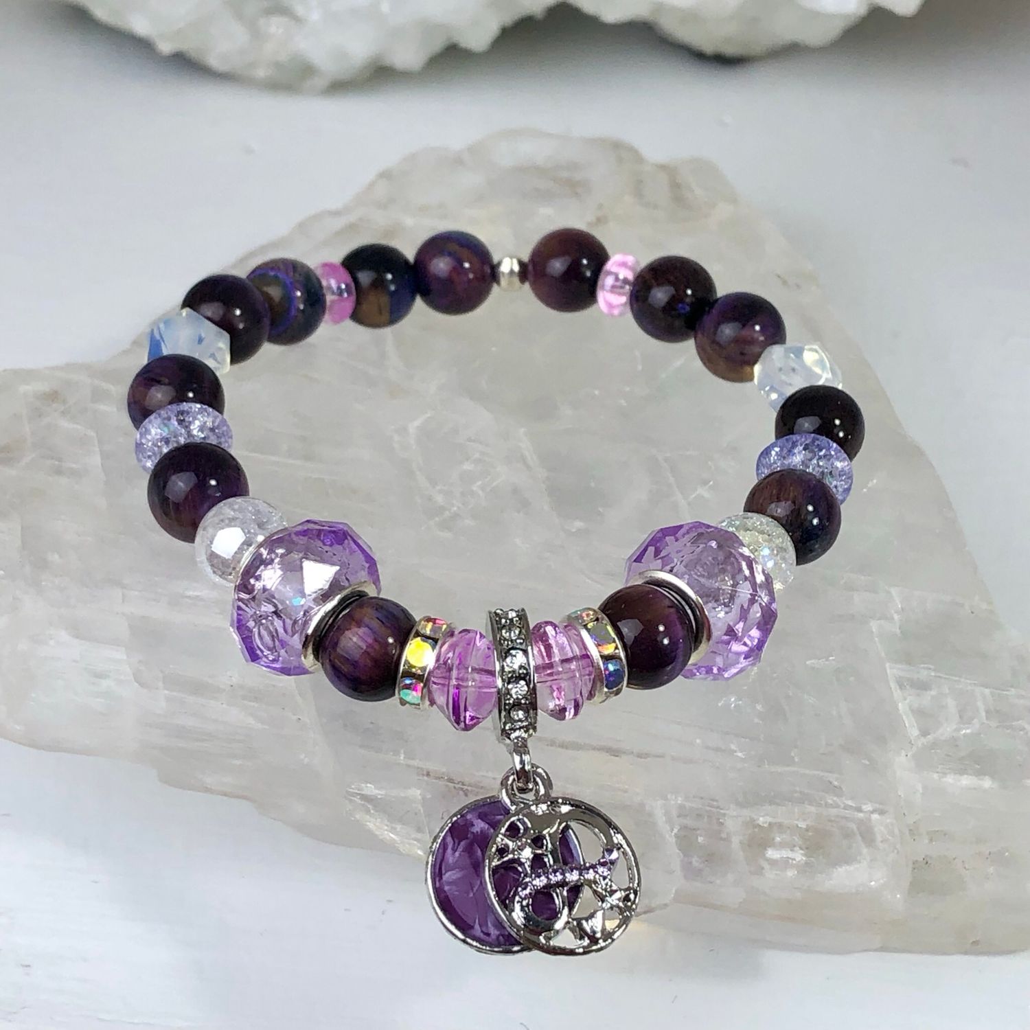 GALAXY TIGERS EYE (Dyed) - Crystal Therapy Bracelet - Stretch 7.5”