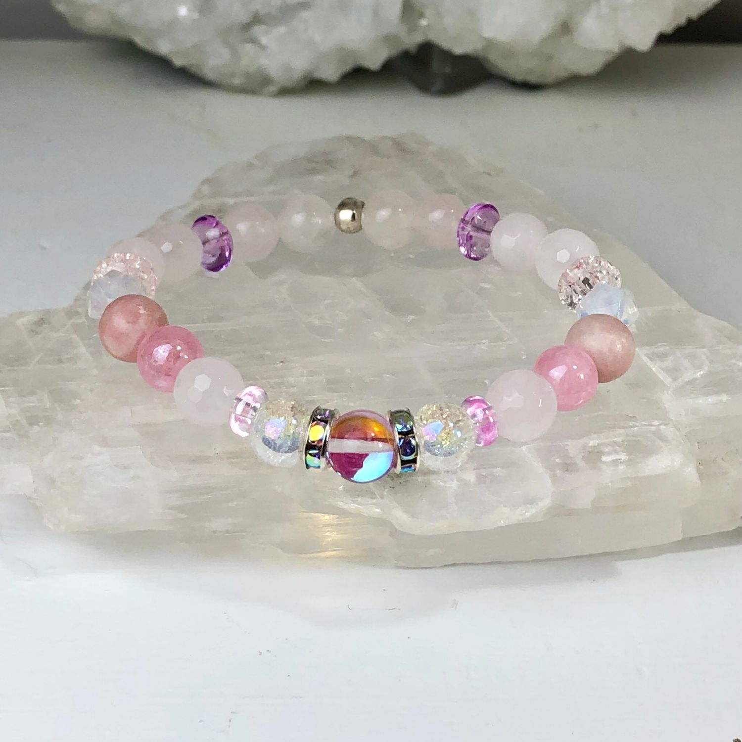 SELF LOVE - Crystal Therapy Bracelet - Stretch 7.5”