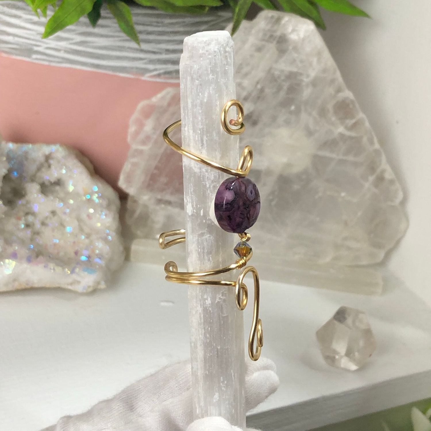 PURPLE CRAZY LACE AGATE - Adjustable Ring