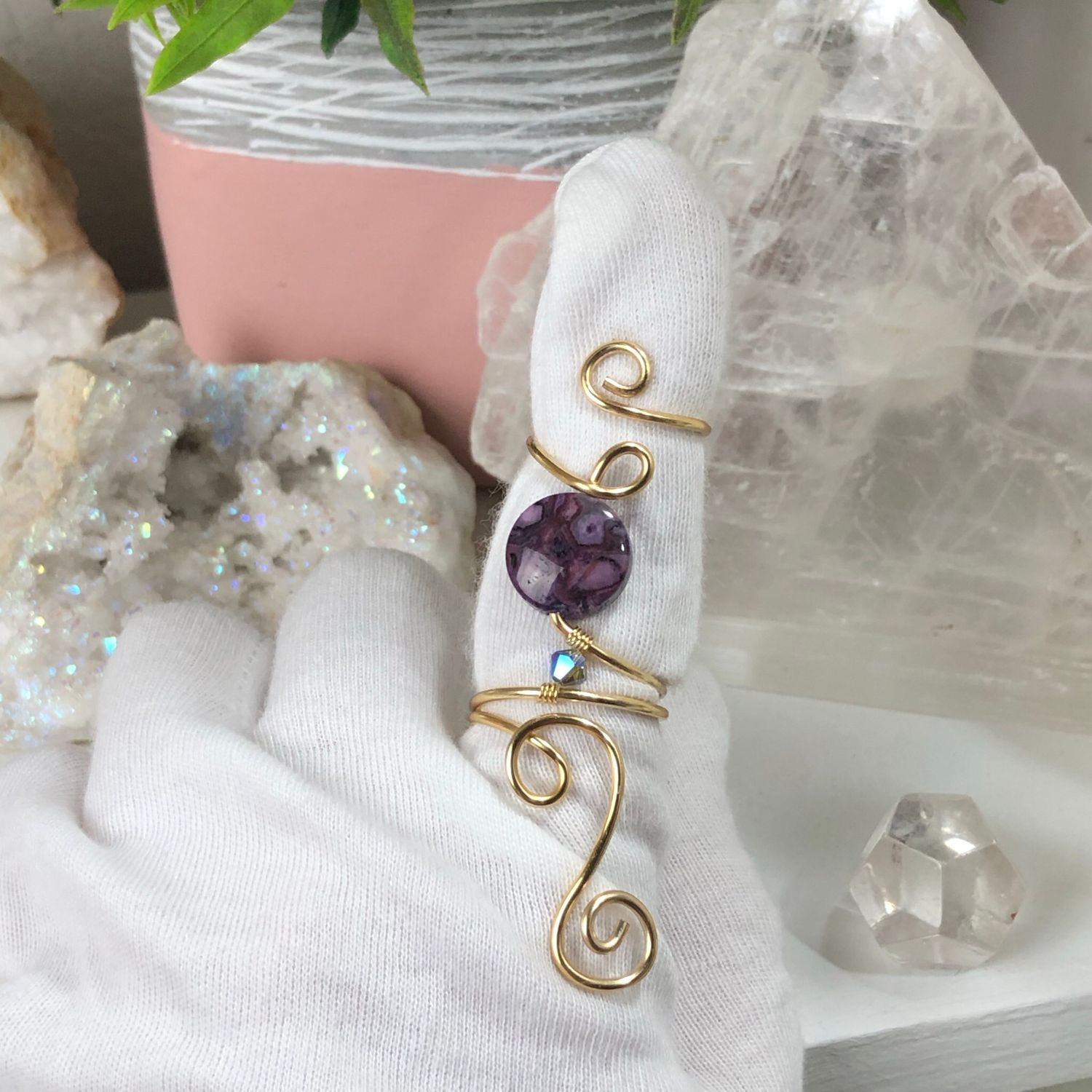 PURPLE CRAZY LACE AGATE - Adjustable Ring