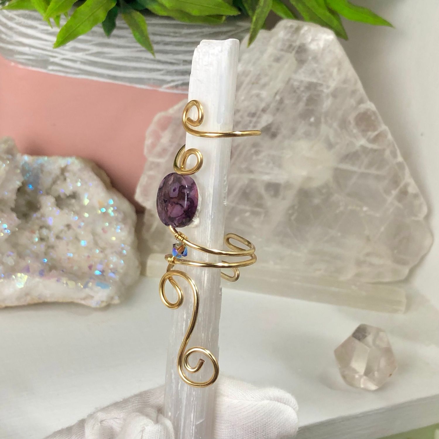 PURPLE CRAZY LACE AGATE - Adjustable Ring