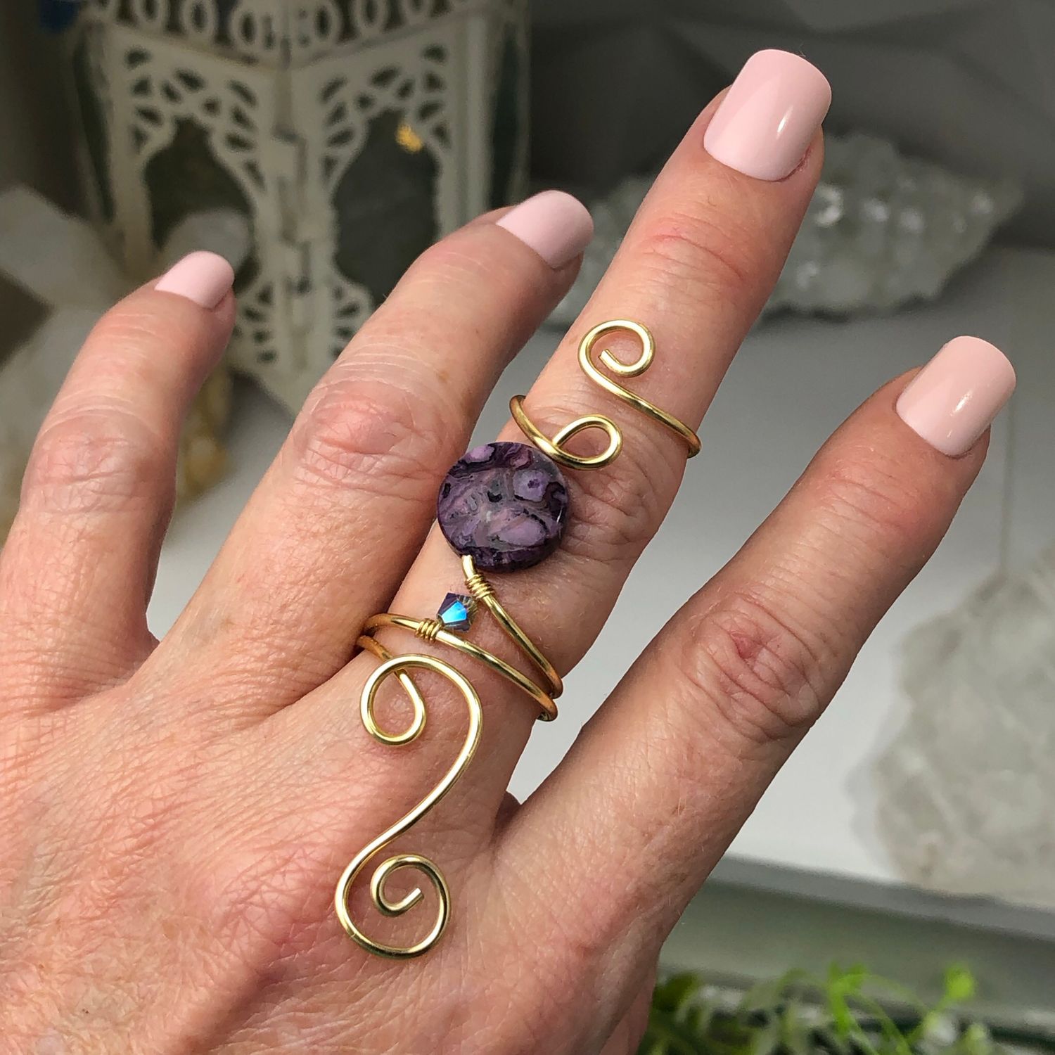 PURPLE CRAZY LACE AGATE - Adjustable Ring