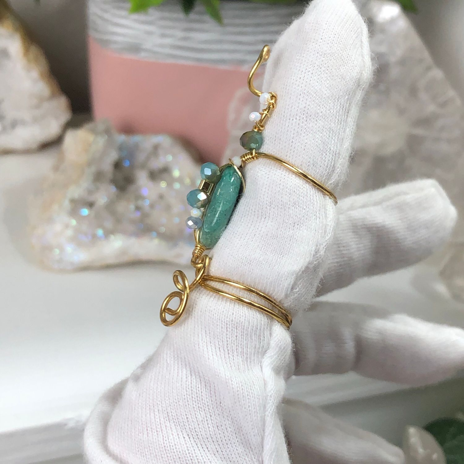 GREEN CRAZY LACE AGATE - Adjustable Ring GREEN CRAZY LACE AGATE - Adjustable Ring