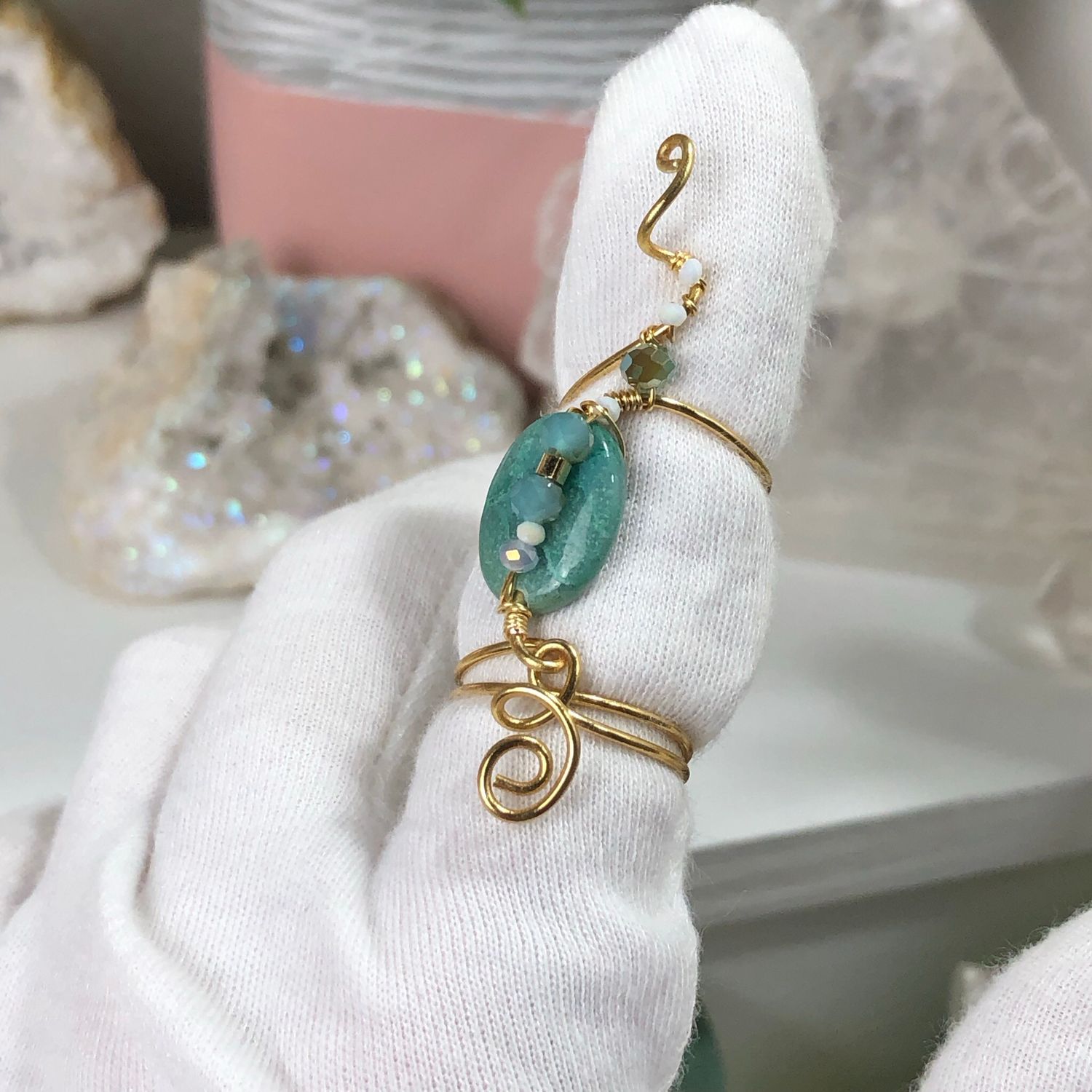 GREEN CRAZY LACE AGATE - Adjustable Ring GREEN CRAZY LACE AGATE - Adjustable Ring