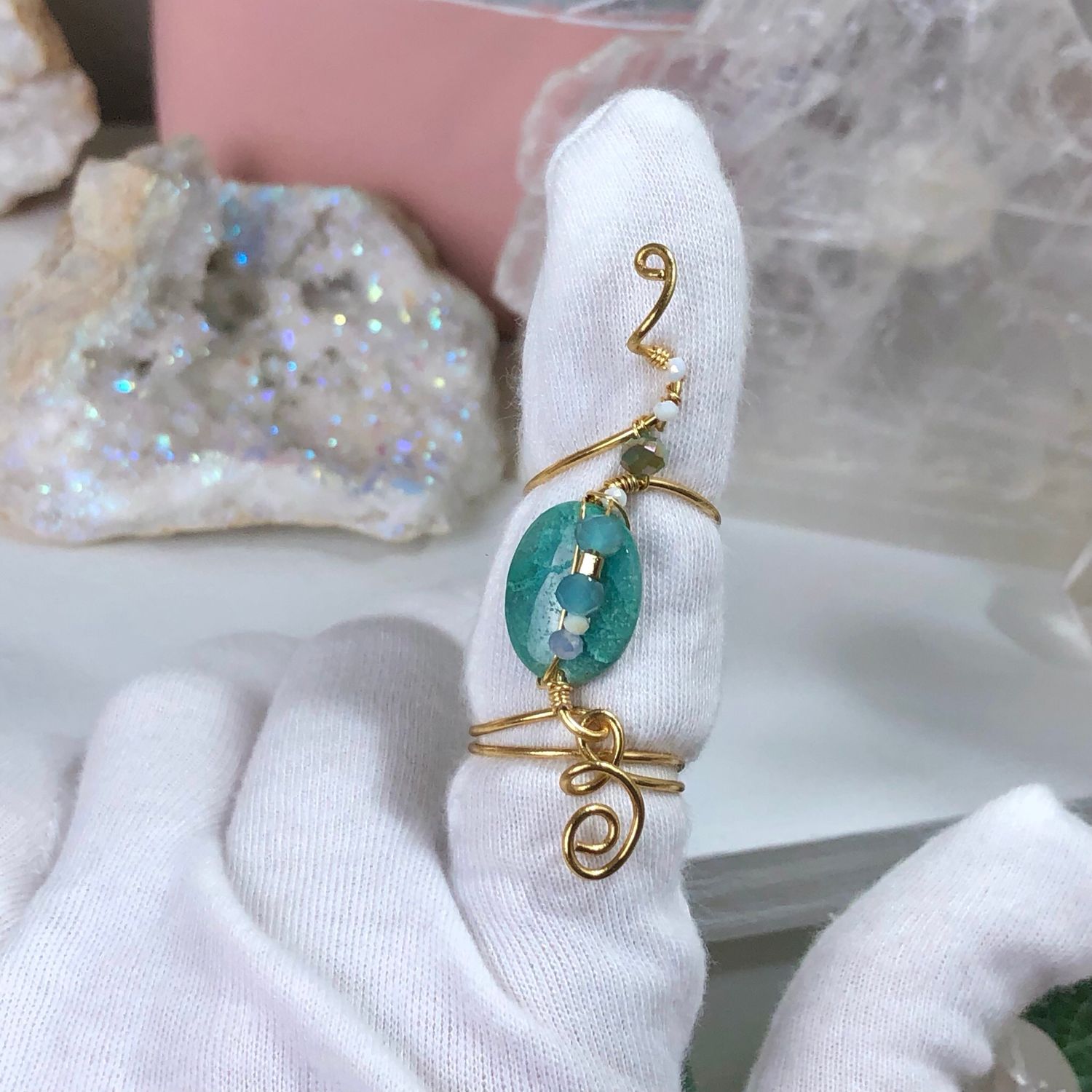 GREEN CRAZY LACE AGATE - Adjustable Ring GREEN CRAZY LACE AGATE - Adjustable Ring