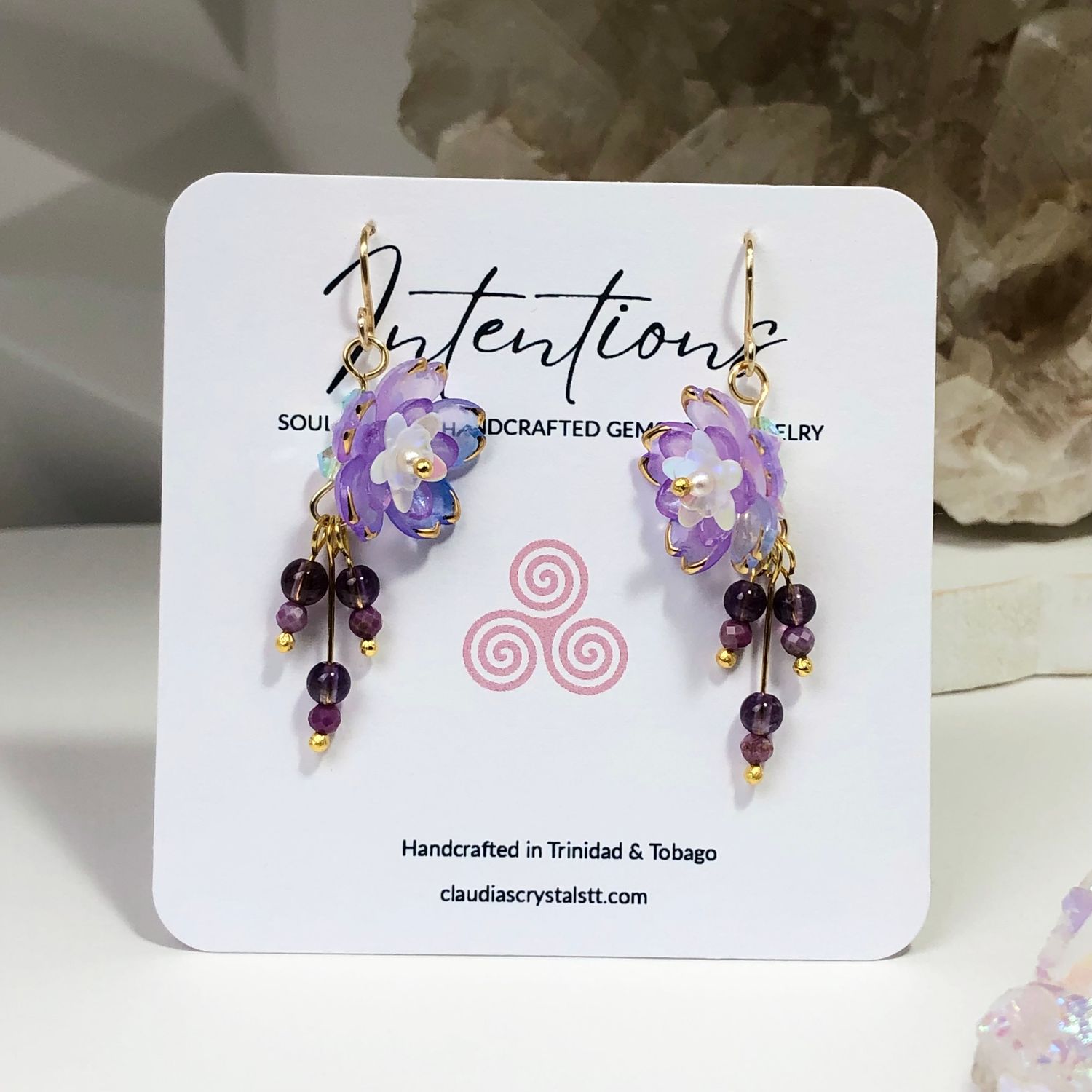 Amethyst &amp; Lepidolite - Blossom Earrings