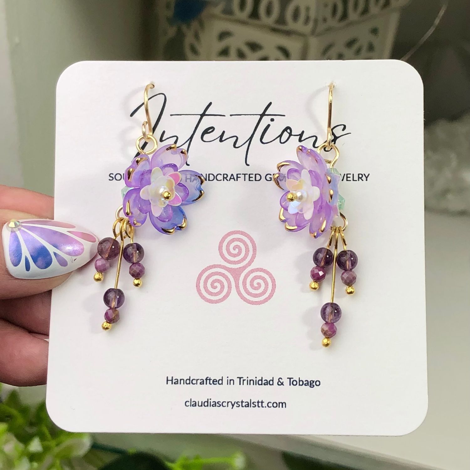 Amethyst &amp; Lepidolite - Blossom Earrings