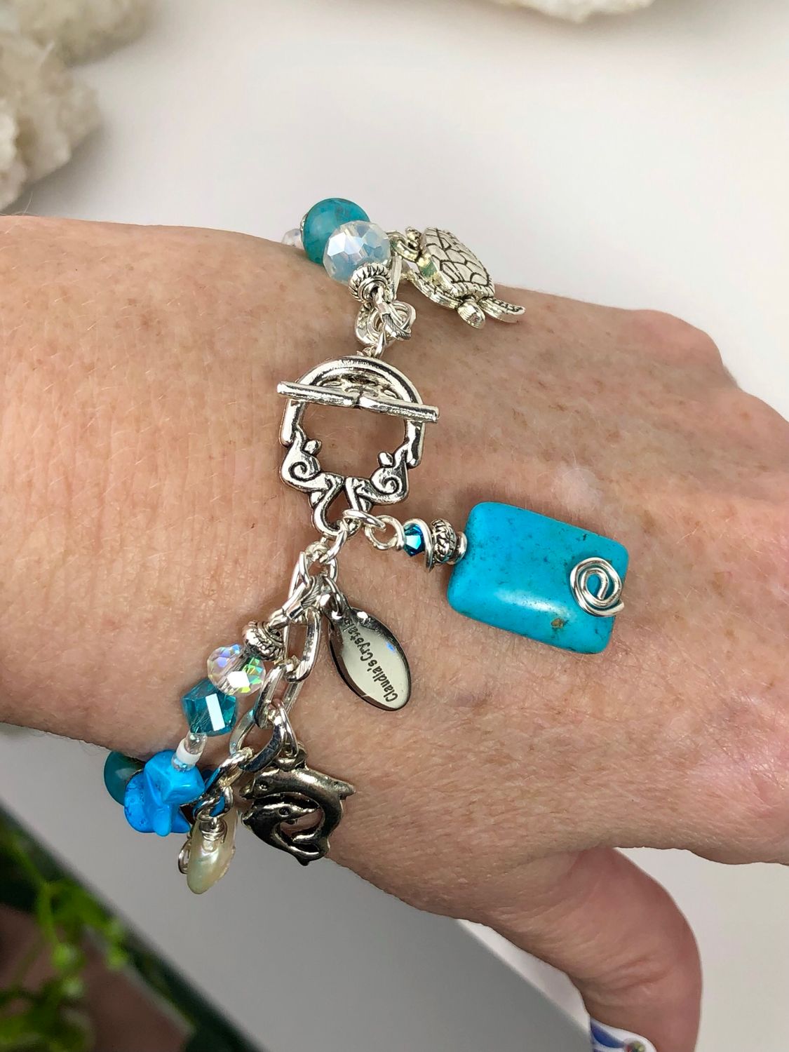 Blue Howlite & Agate - Double Bracelet & Earrings (Matching Set) Blue Howlite & Agate - Double Bracelet & Earrings (Matching Set)