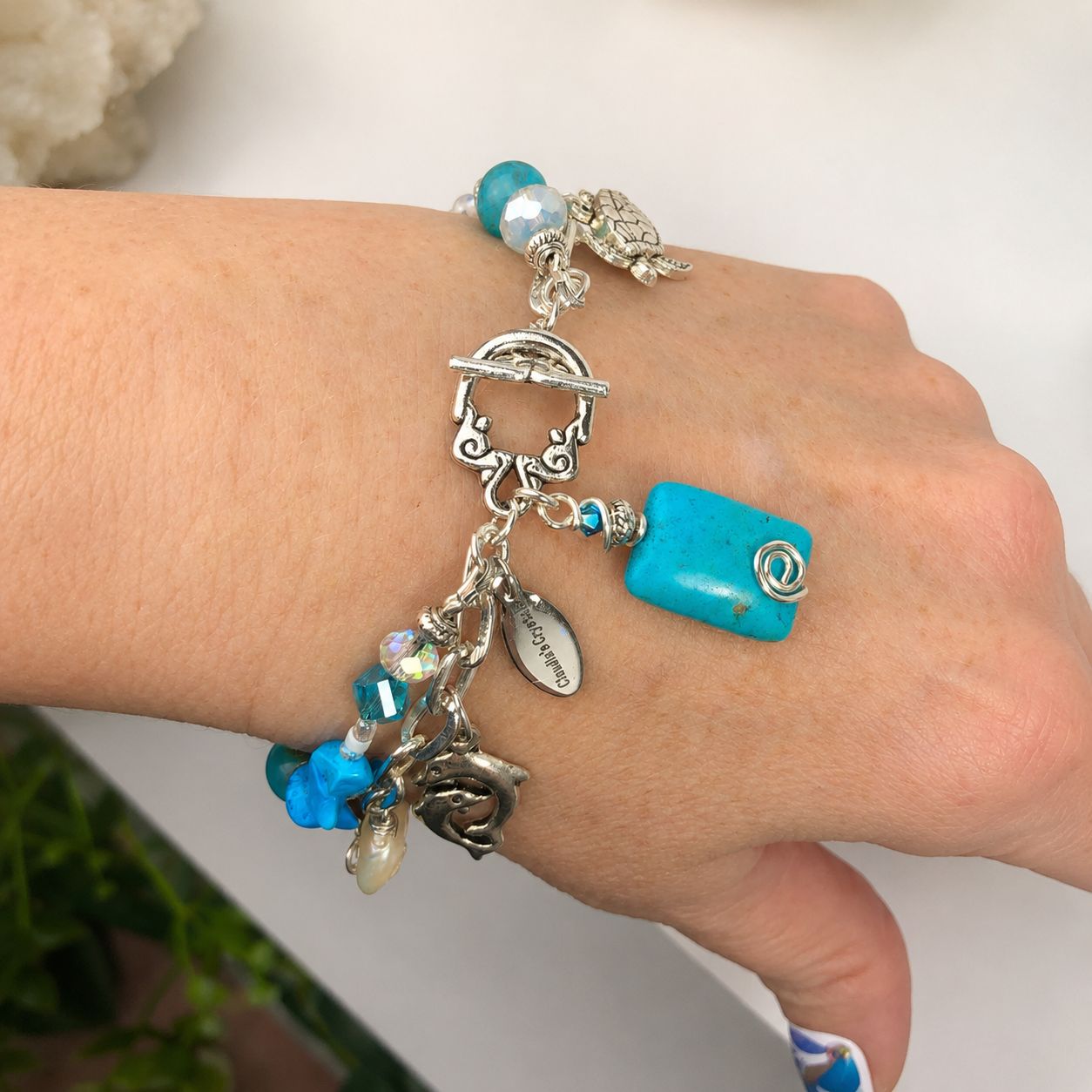 BLUE HOWLITE & AGATE - Double Bracelet & Earring Crystal Therapy Set BLUE HOWLITE & AGATE - Double Bracelet & Earring Crystal Therapy Set
