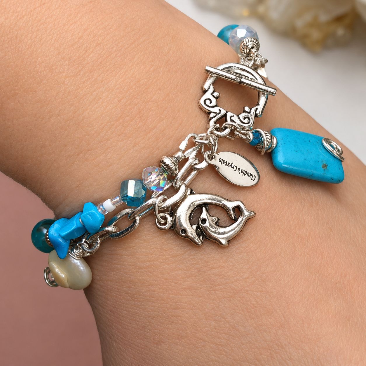 BLUE HOWLITE & AGATE - Double Bracelet & Earring Crystal Therapy Set BLUE HOWLITE & AGATE - Double Bracelet & Earring Crystal Therapy Set