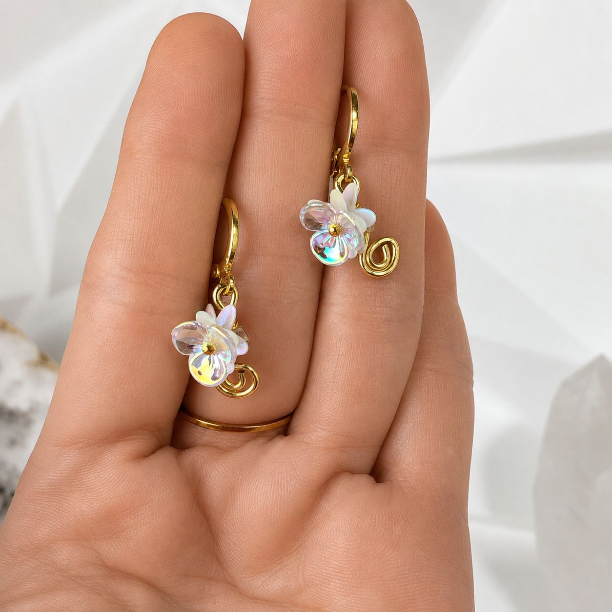 Moonstone, Clear Quartz and Pearls - Double Bracelet &amp; Earring Set (Matching Set)