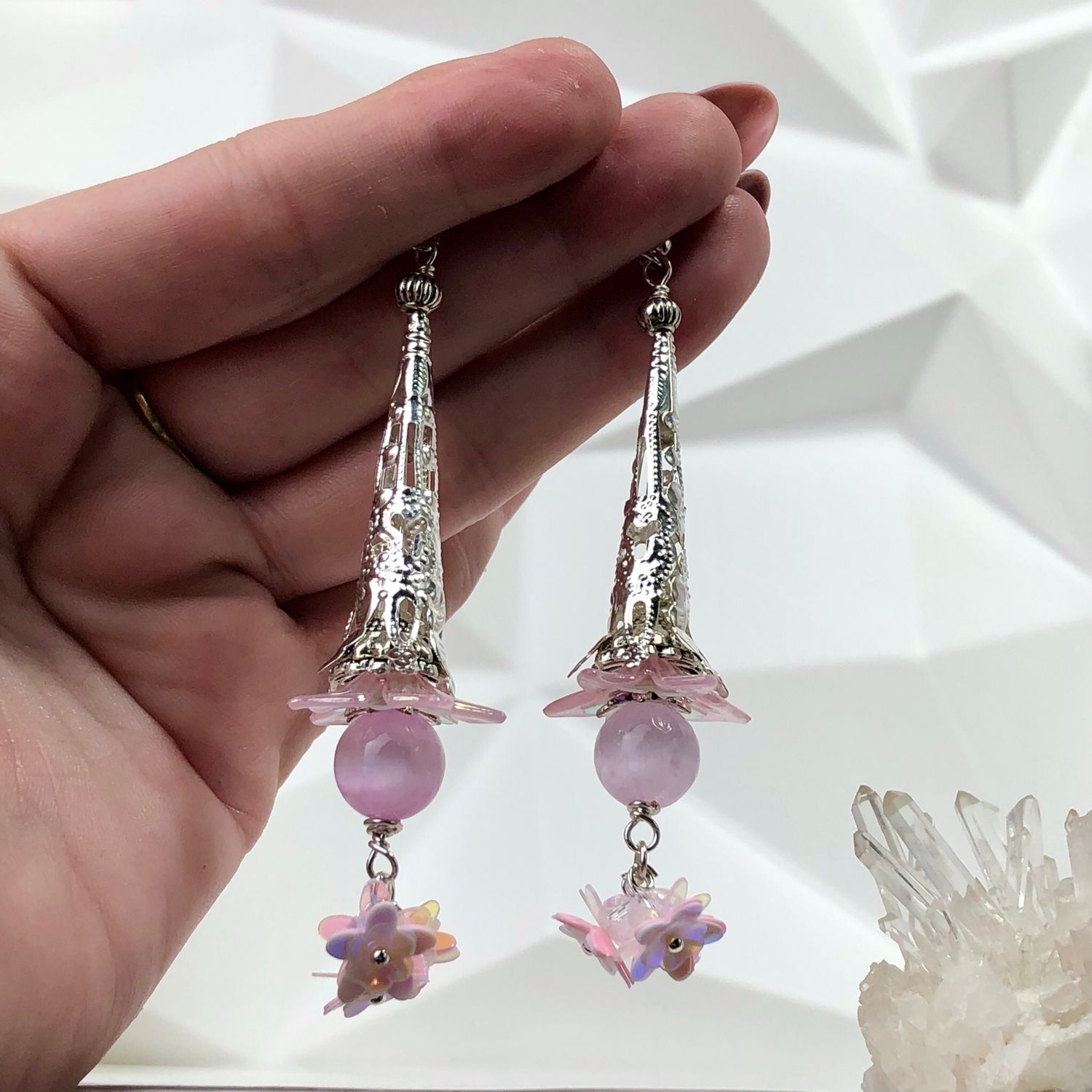 Selenite Earrings - Silver Plated