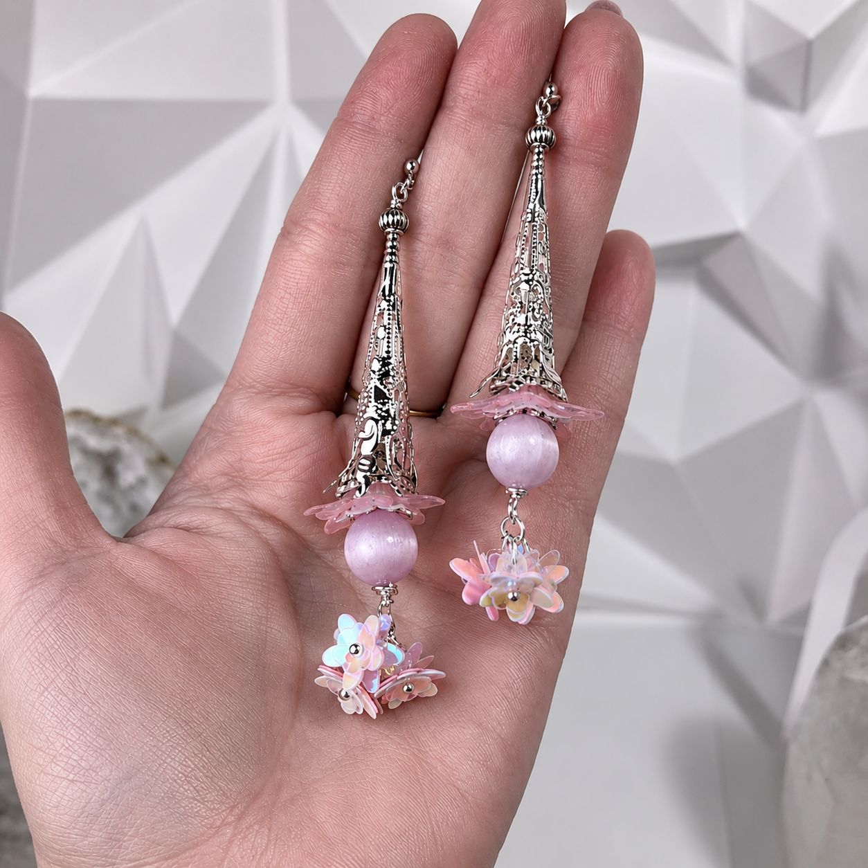 LIGHT PINK SELENITE - Crystal Therapy Earrings