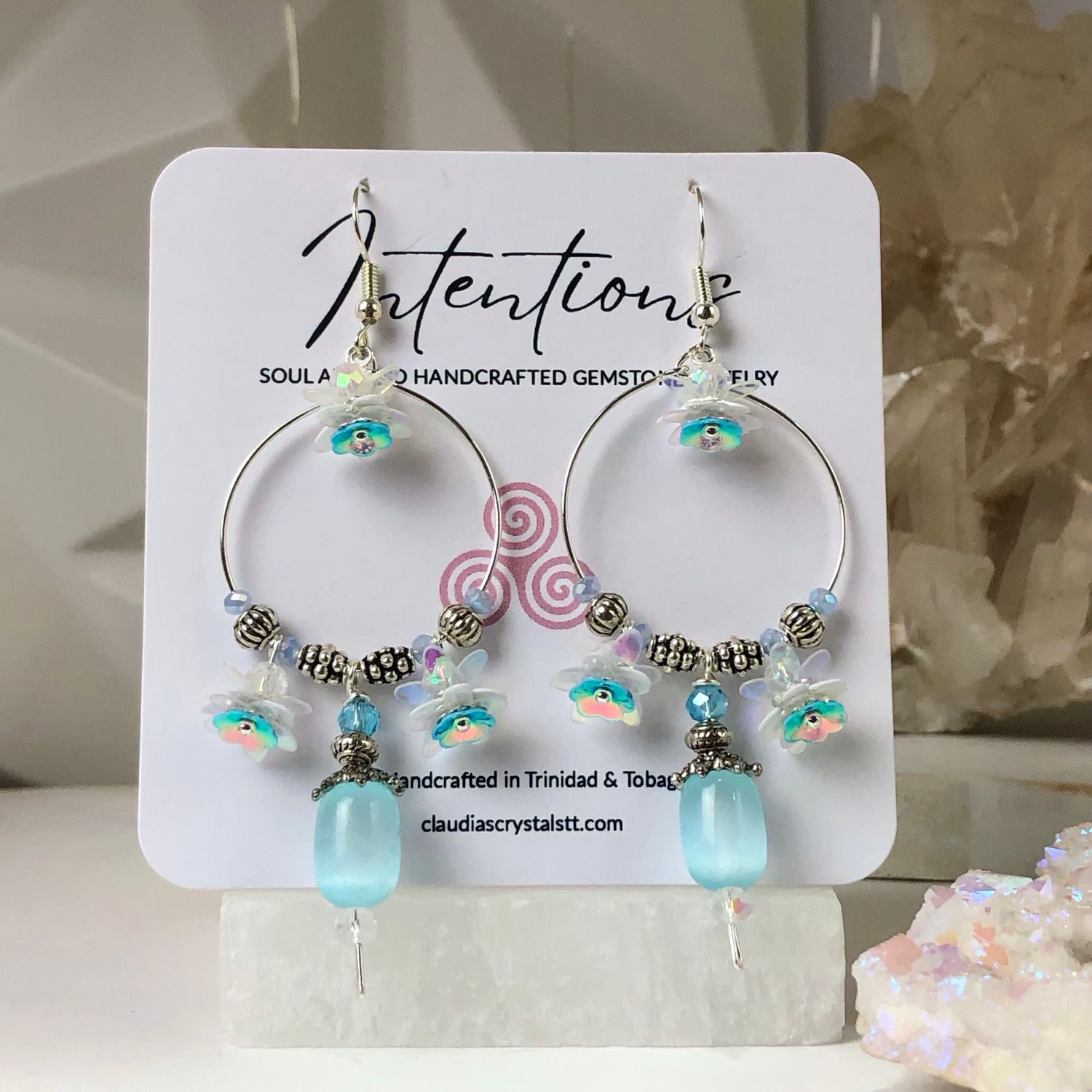 Selenite Earrings - Silver Plated Selenite Earrings - Silver Plated
