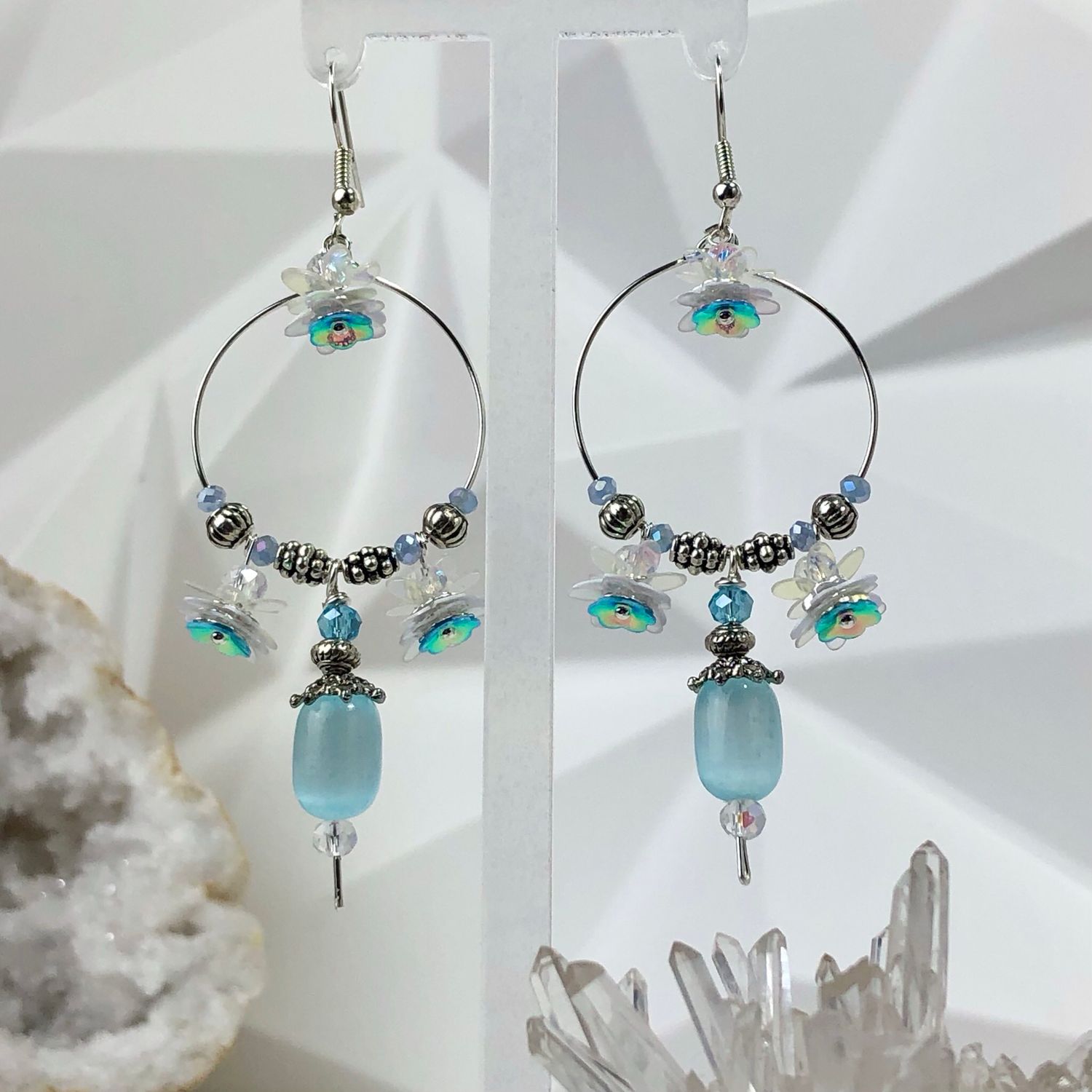 Selenite Earrings - Silver Plated Selenite Earrings - Silver Plated