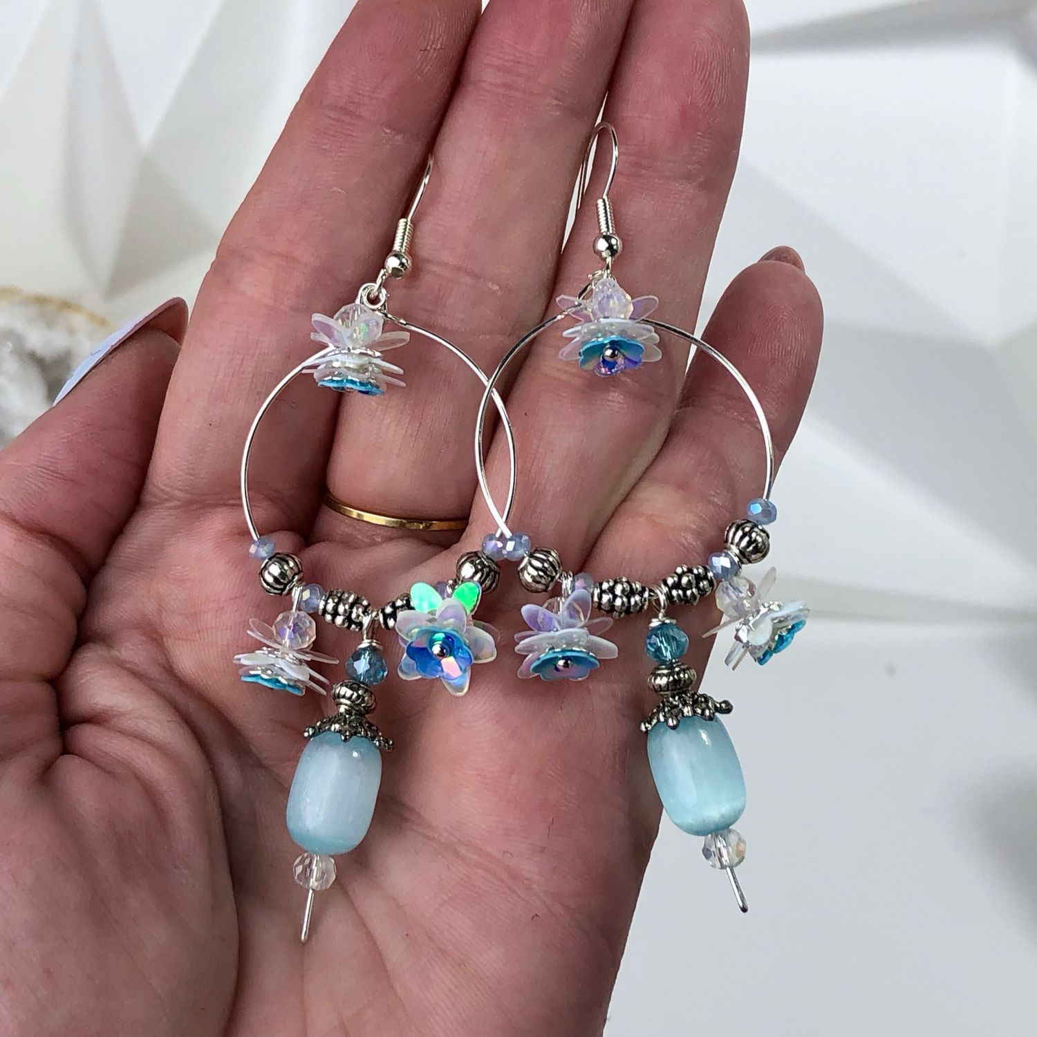 Selenite Earrings - Silver Plated