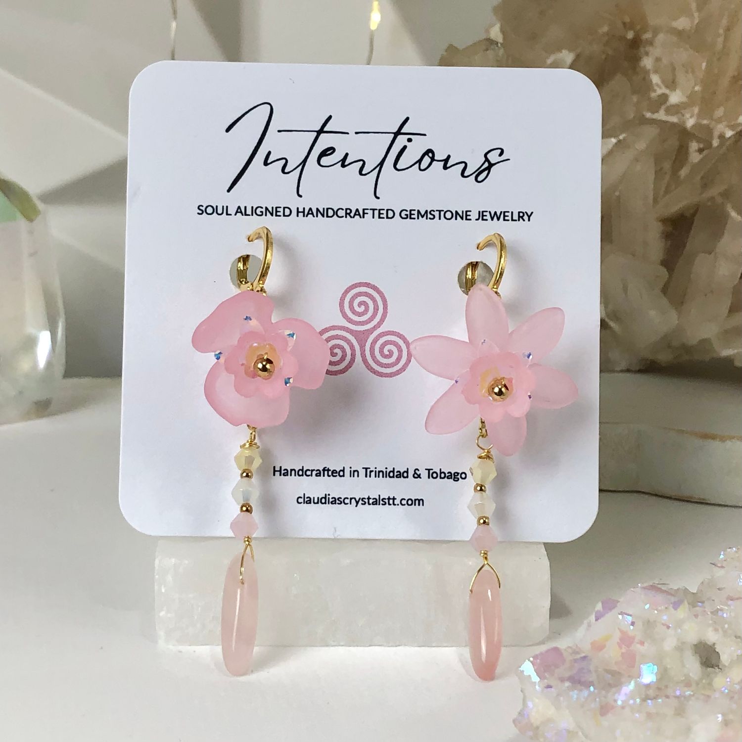 Rose Quartz Earrings - Blossoms Collection