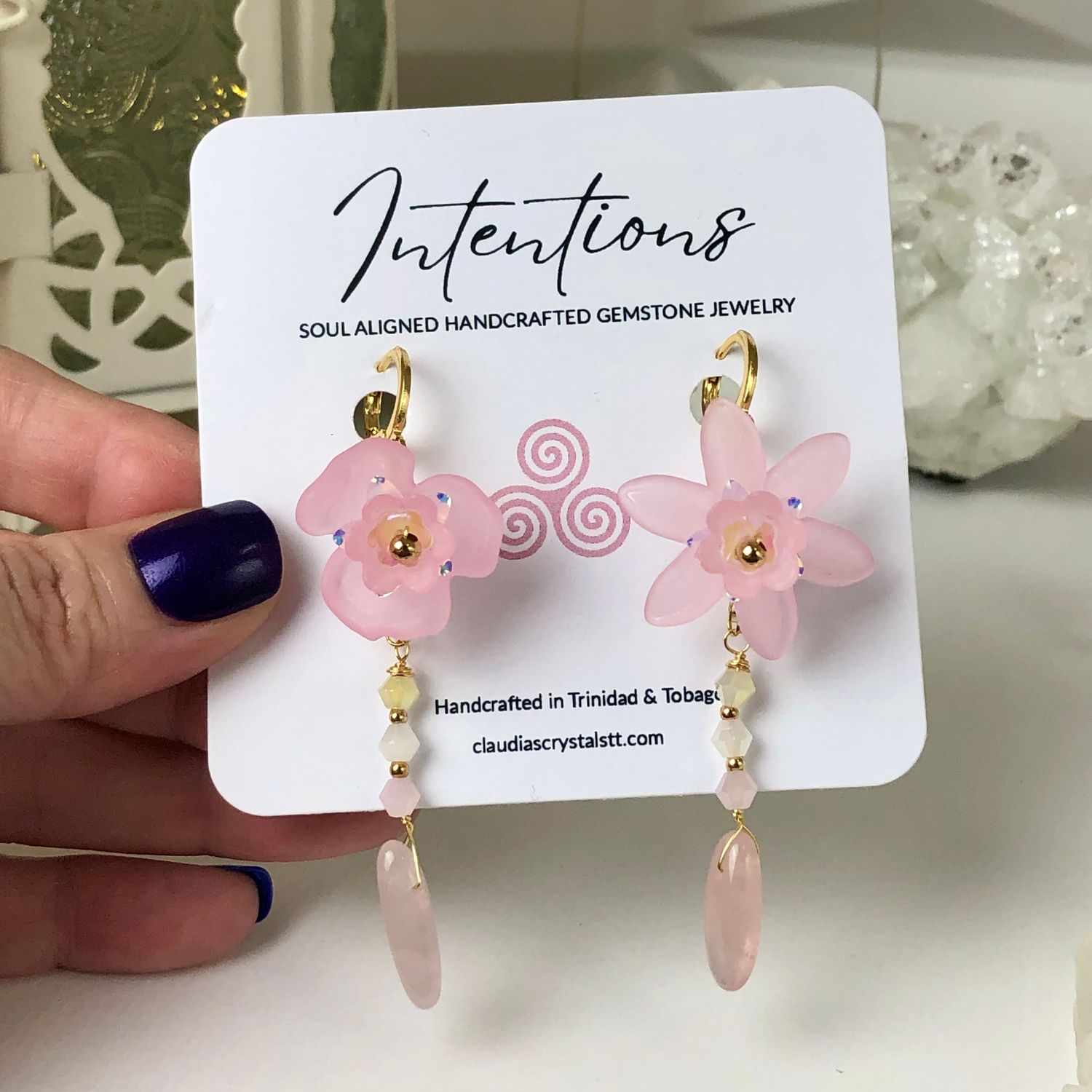 Rose Quartz Earrings - Blossoms Collection