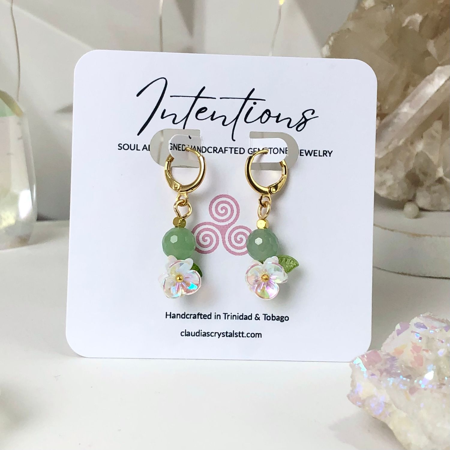 Green Aventurine Earrings - Blossoms Collection
