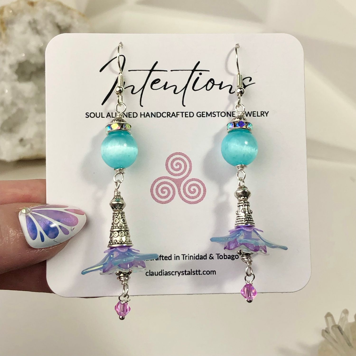 BLUE SELENITE - Crystal Therapy Earrings BLUE SELENITE - Crystal Therapy Earrings