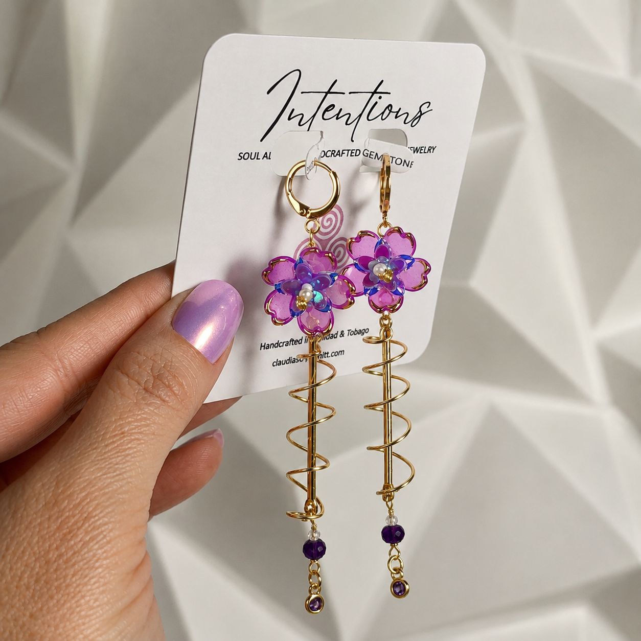 AMETHYST & HERKIMER DIAMOND - Crystal Therapy Earrings AMETHYST & HERKIMER DIAMOND - Crystal Therapy Earrings