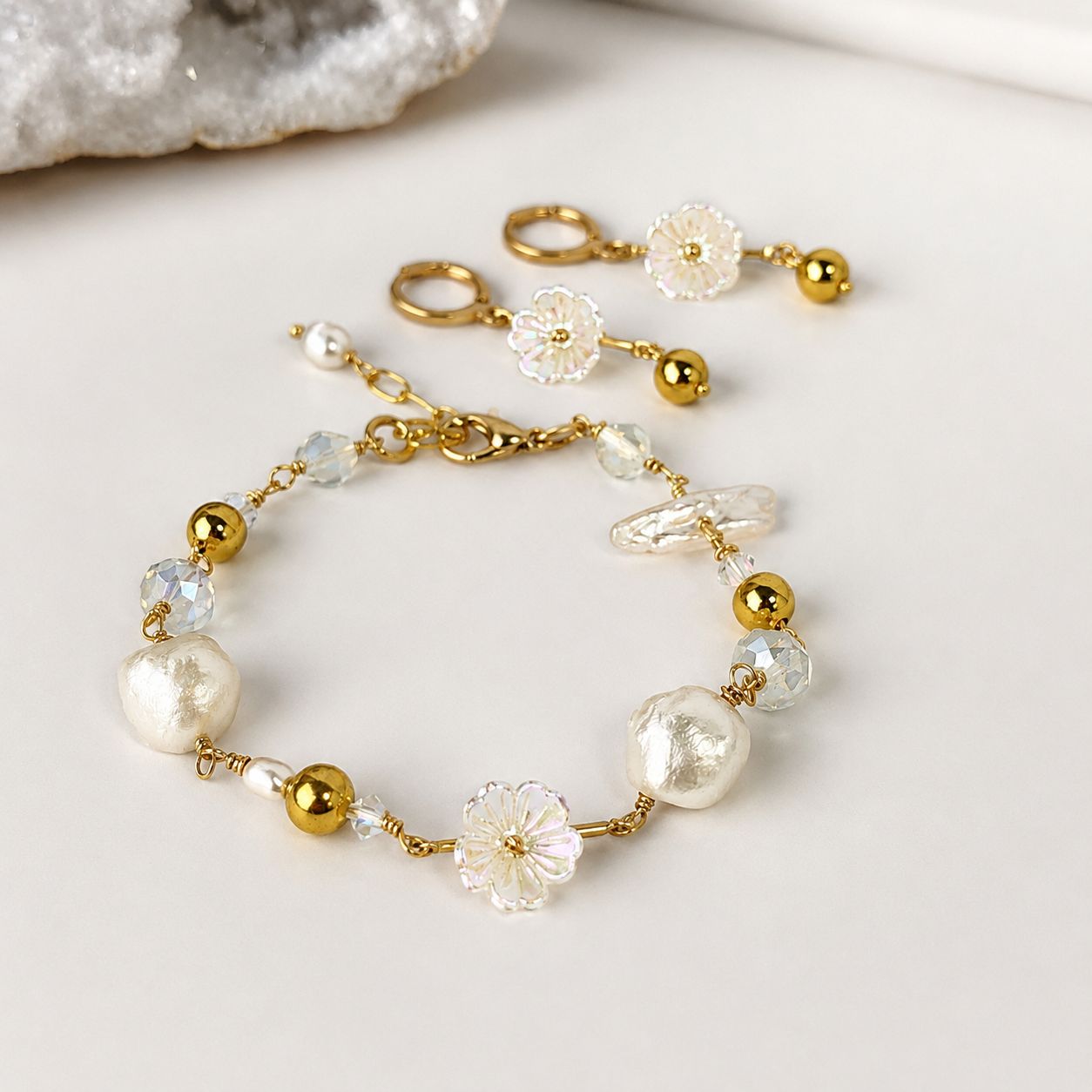 PEARLS | PEARLS | PEARLS - Crystal Therapy Bracelet &amp; Earring Set