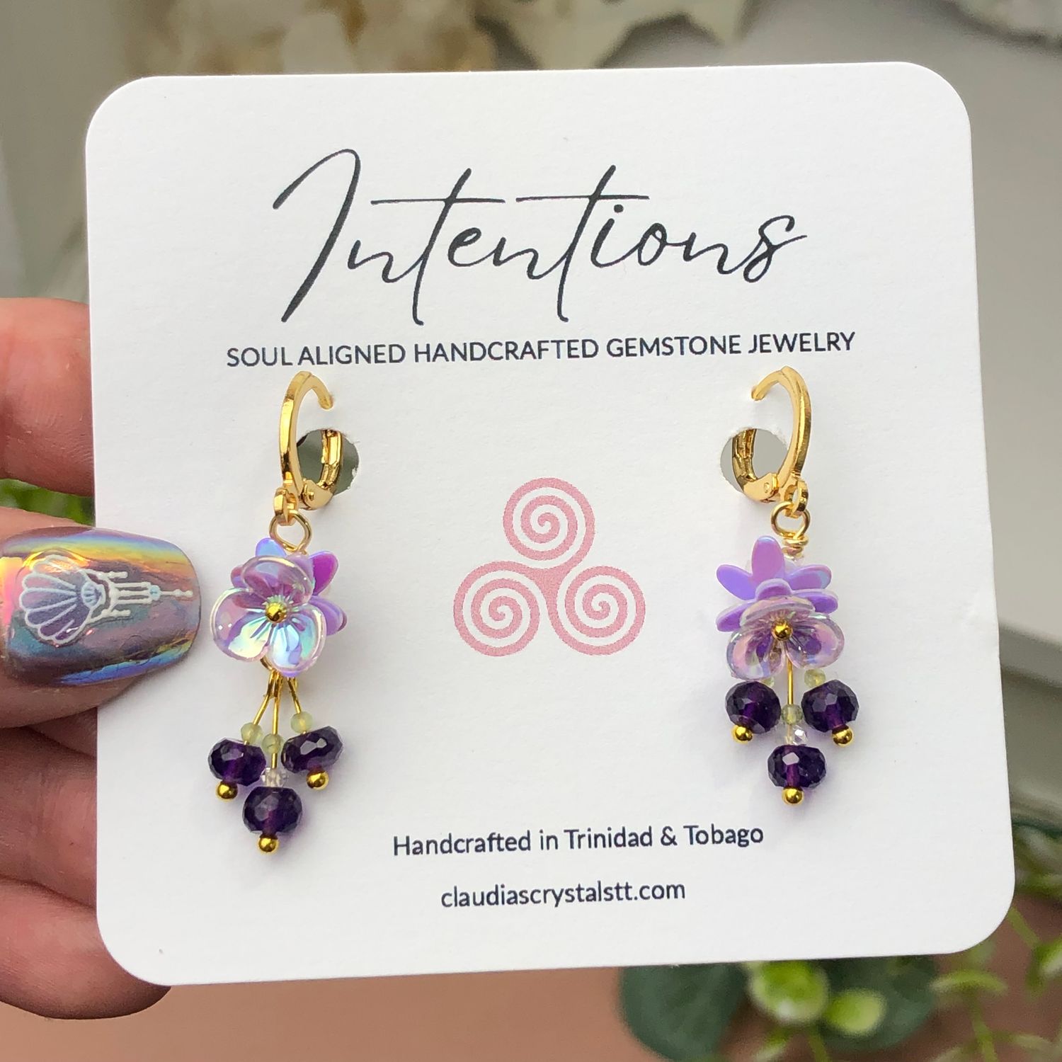 AMETHYST, HERKIMER DIAMOND &amp; PERIDOT - Crystal Therapy Earrings