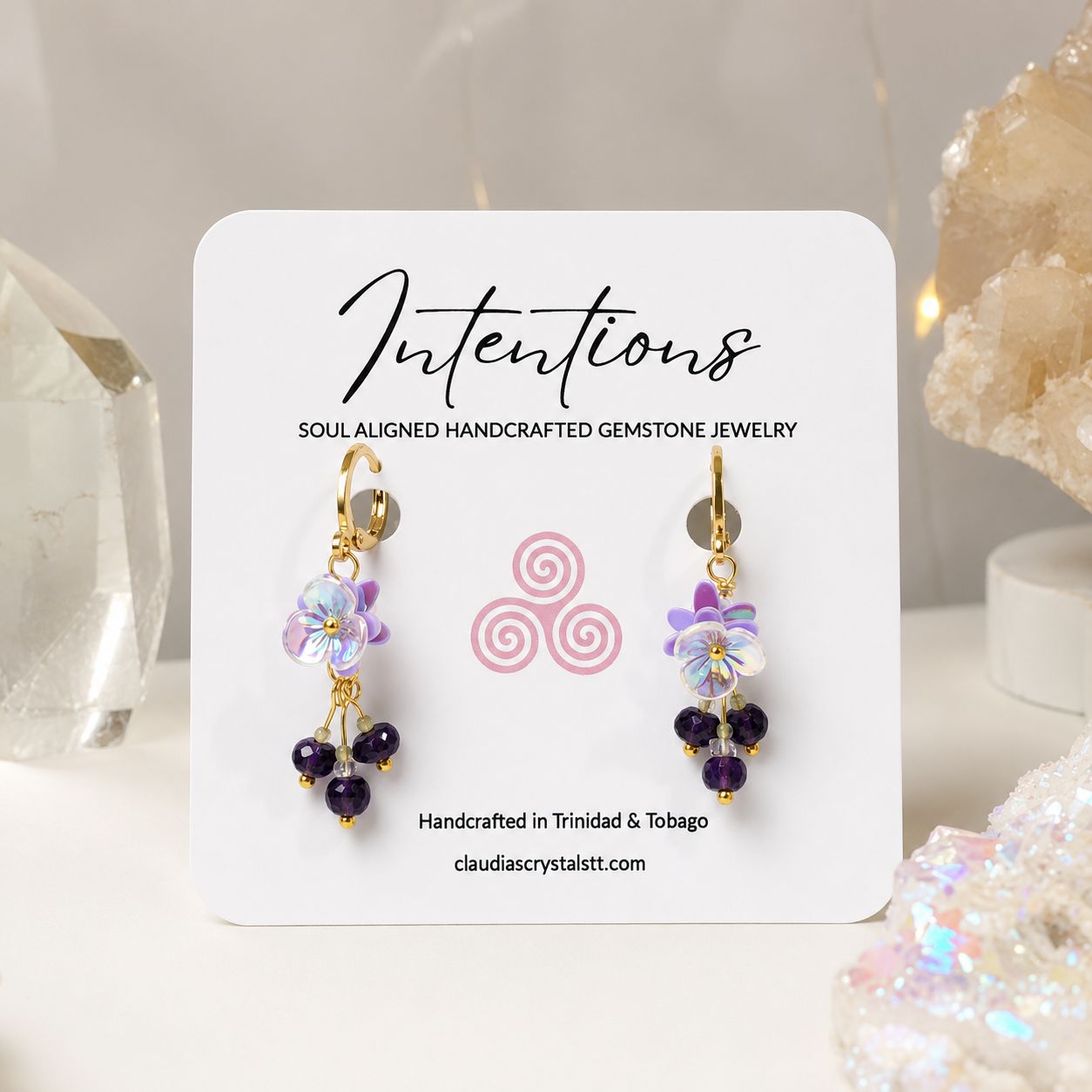 AMETHYST, HERKIMER DIAMOND &amp; PERIDOT - Crystal Therapy Earrings