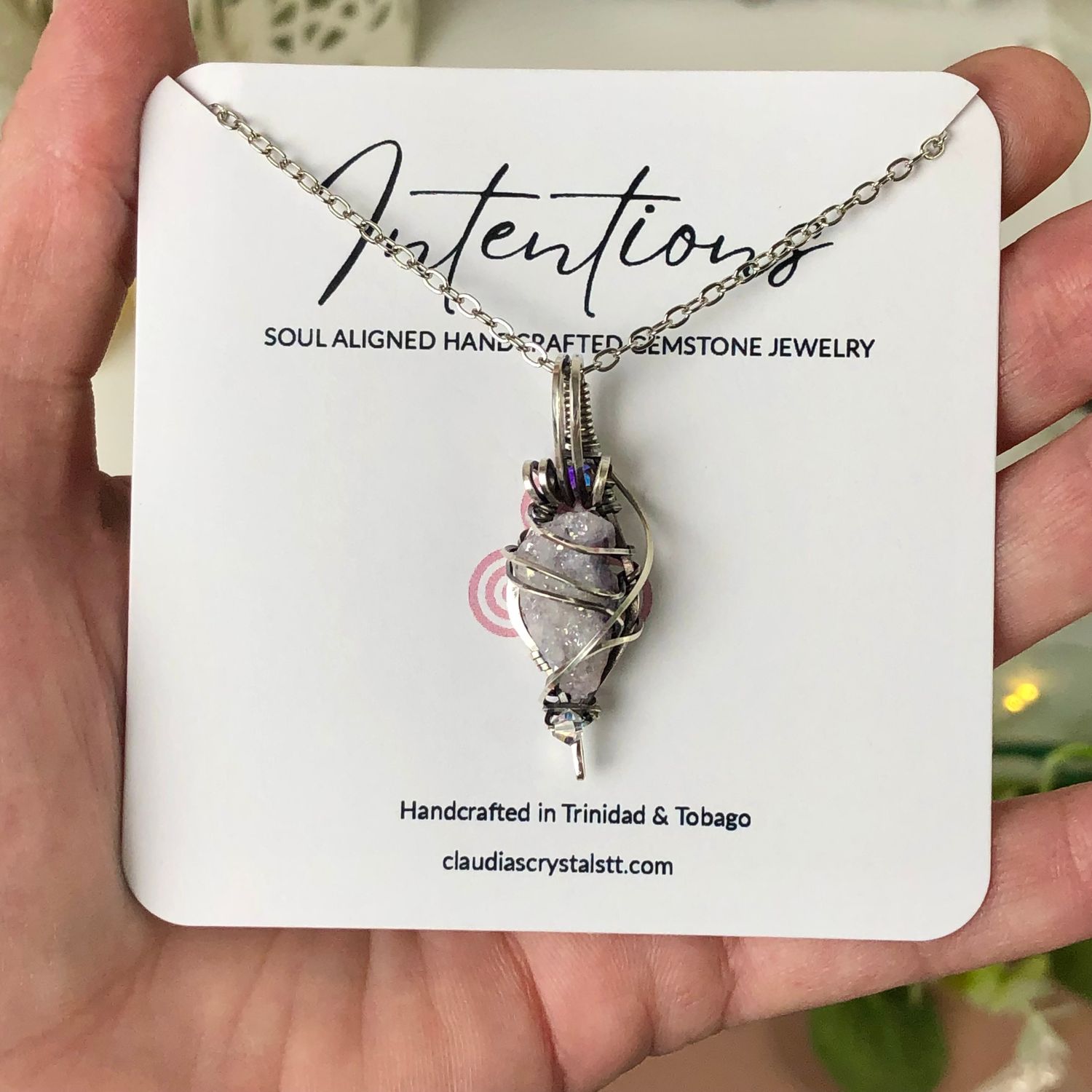 AURA SPIRIT QUARTZ - Crystal Therapy Pendant - Antiqued Sterling Silver