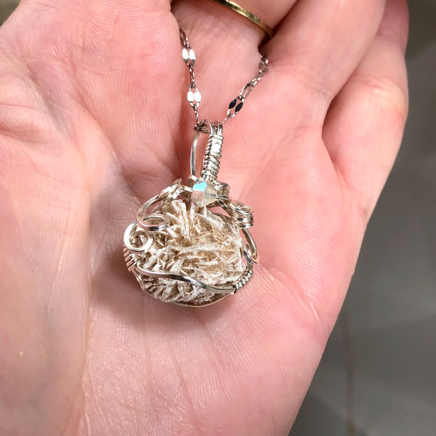 DESERT ROSE SELENITE - Crystal Therapy Pendant  - Sterling Silver