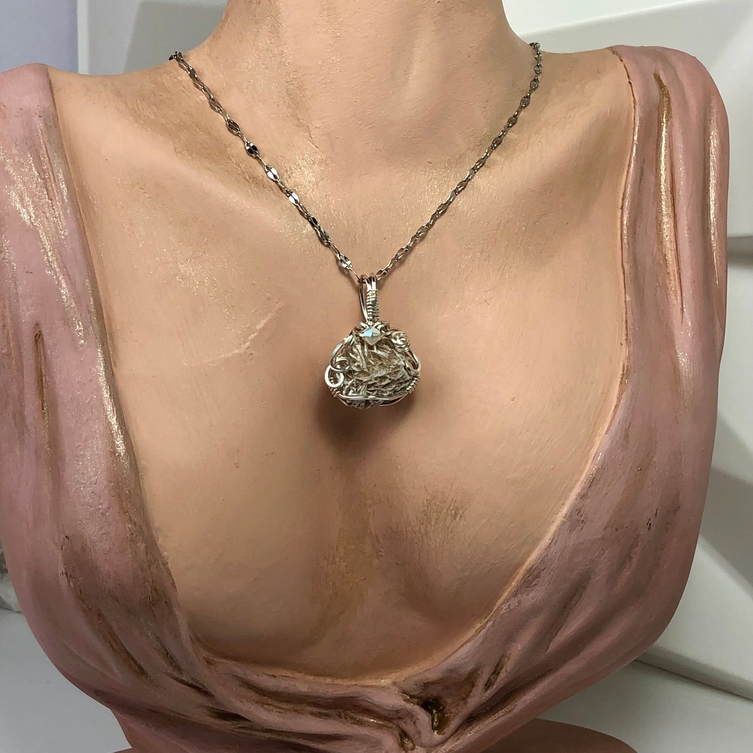 DESERT ROSE SELENITE - Crystal Therapy Pendant  - Sterling Silver