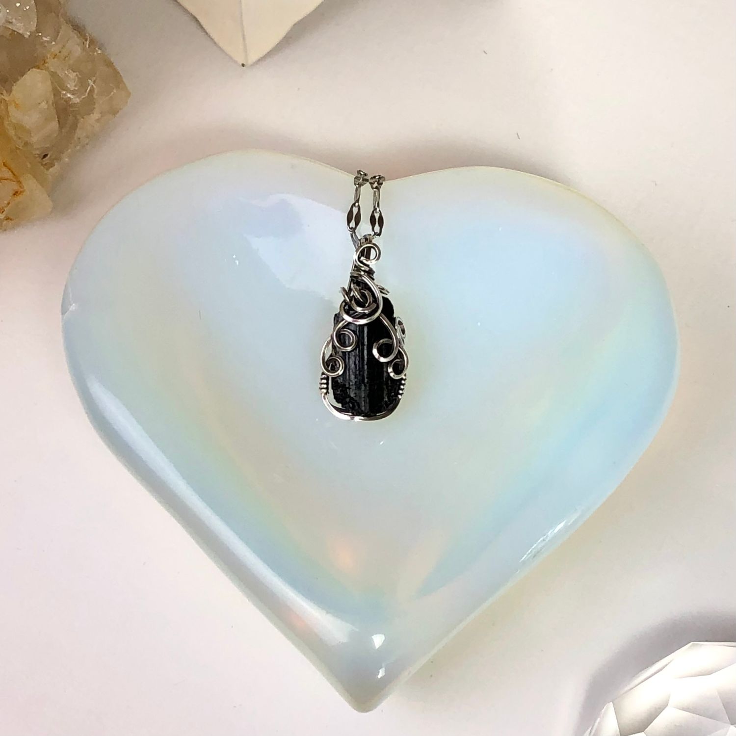 RAW BLACK TOURMALINE - Crystal Therapy Pendant - Sterling Silver