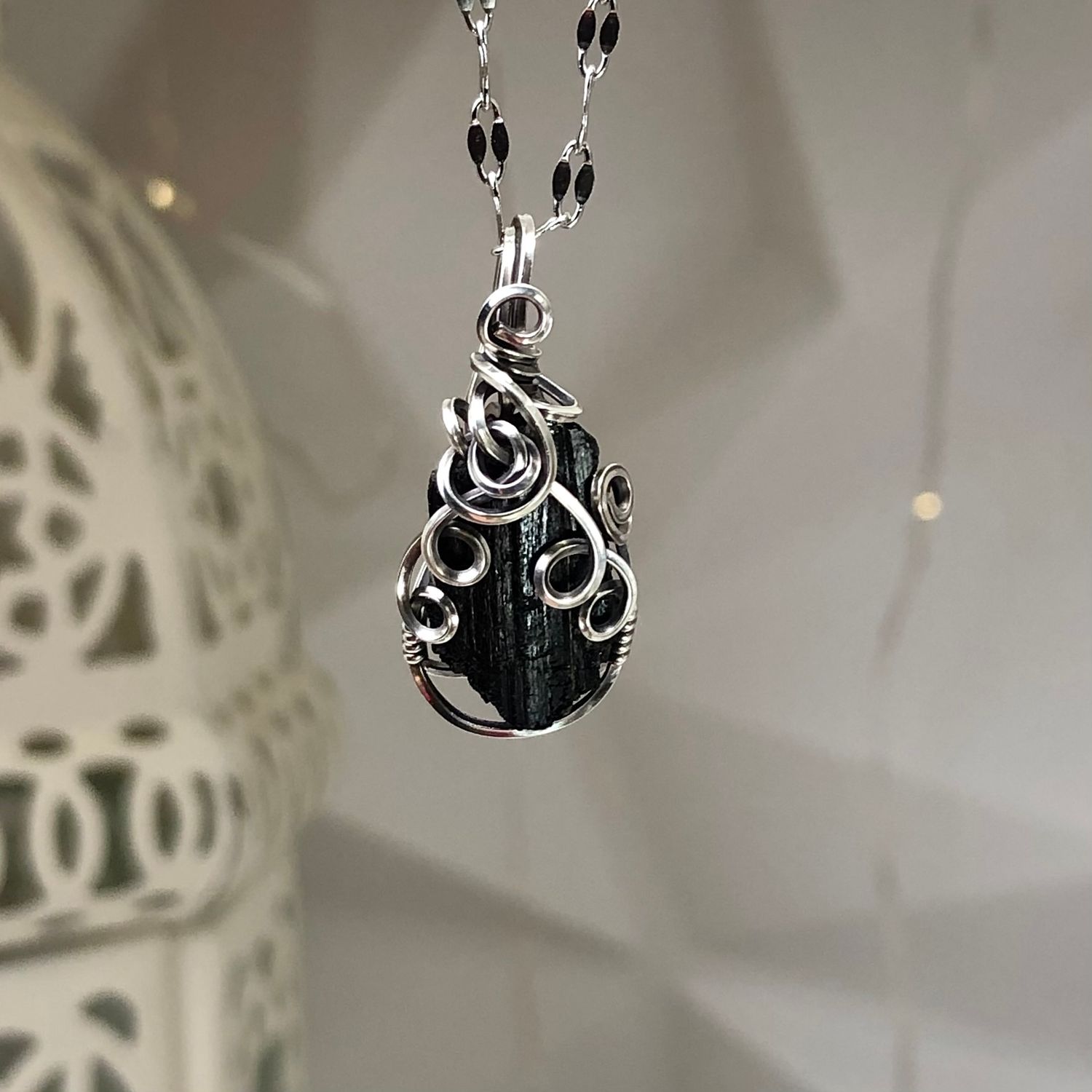 RAW BLACK TOURMALINE - Crystal Therapy Pendant - Sterling Silver