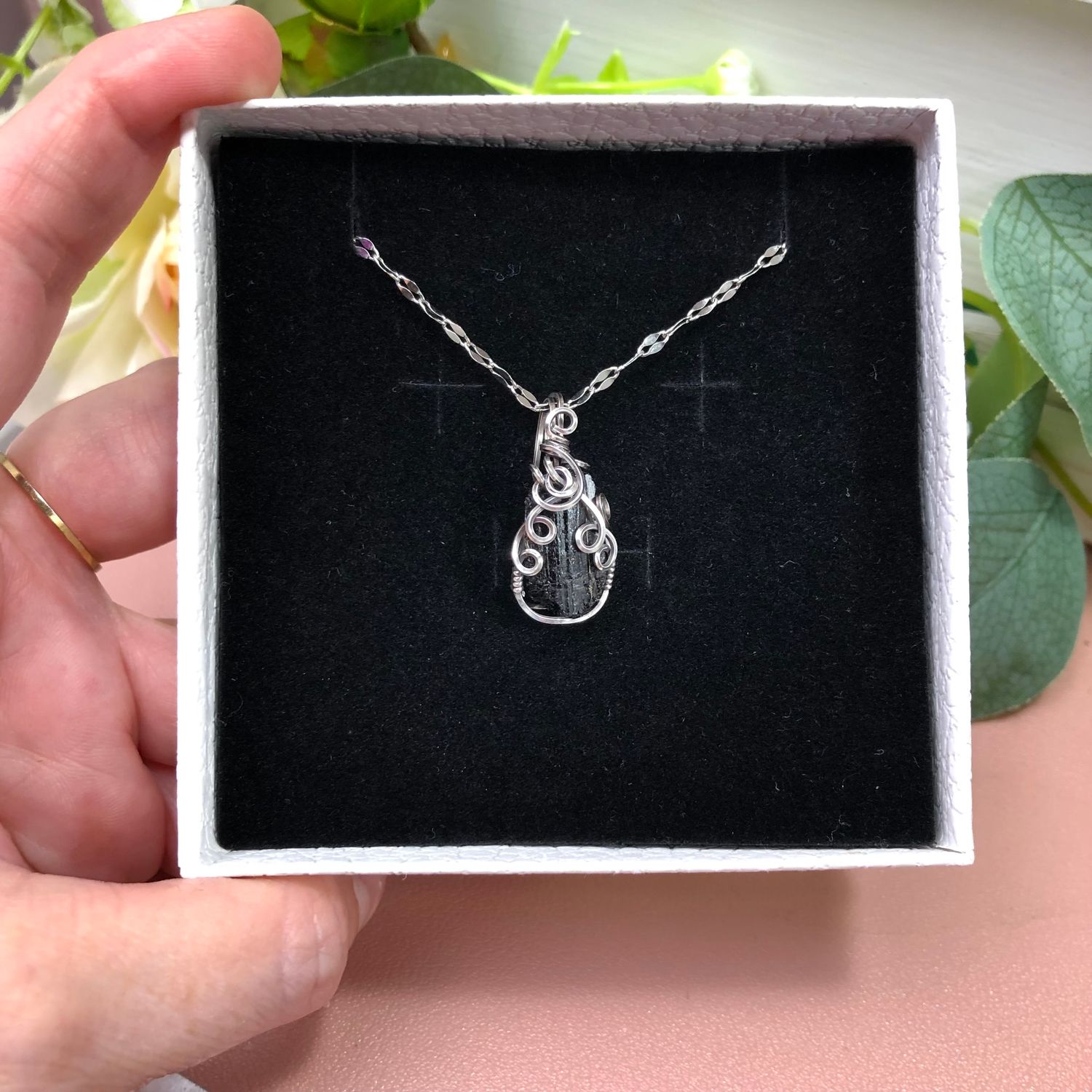 RAW BLACK TOURMALINE - Crystal Therapy Pendant - Sterling Silver