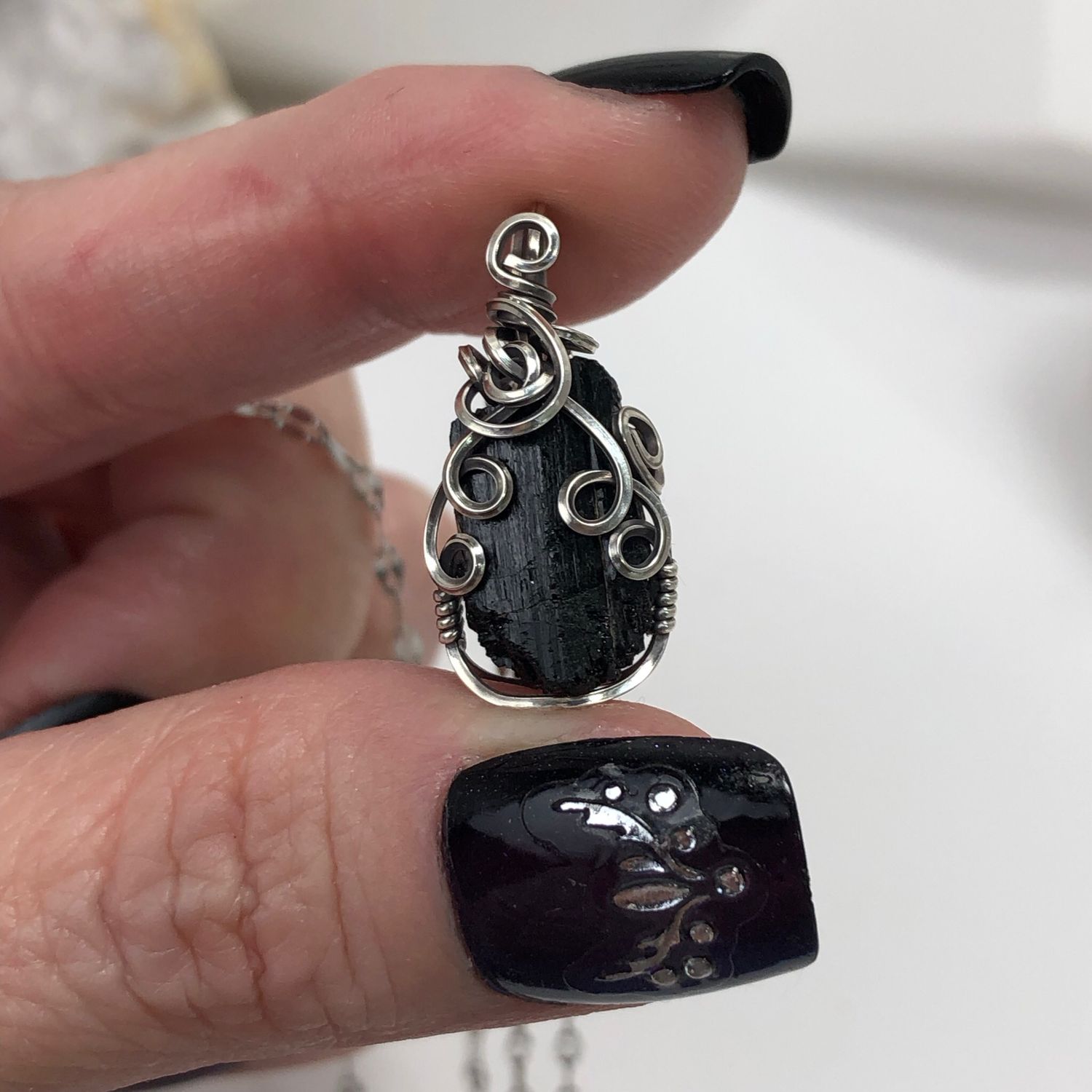 RAW BLACK TOURMALINE - Crystal Therapy Pendant - Sterling Silver
