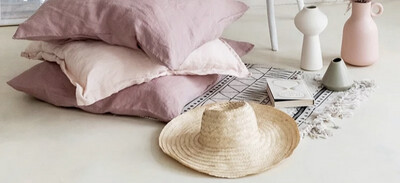 French Flax Linen Duvet Set - QUEEN Size DUSK &amp; ROSE PINK
