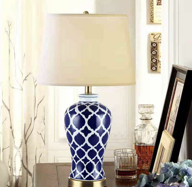 Contemporary Hamptons Blue and White Lamp