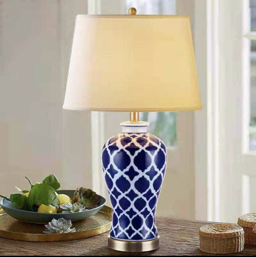 Contemporary Hamptons Blue and White Lamp