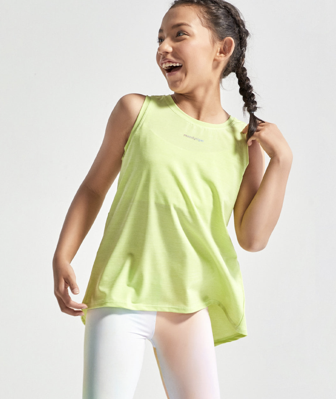Mesh Open Back Tank - Shadow Lime, Size: 4Y