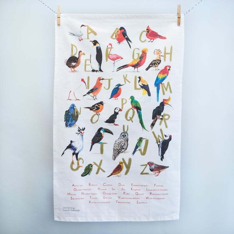Sarah Edmonds-Avian Alphabet Tea Towel