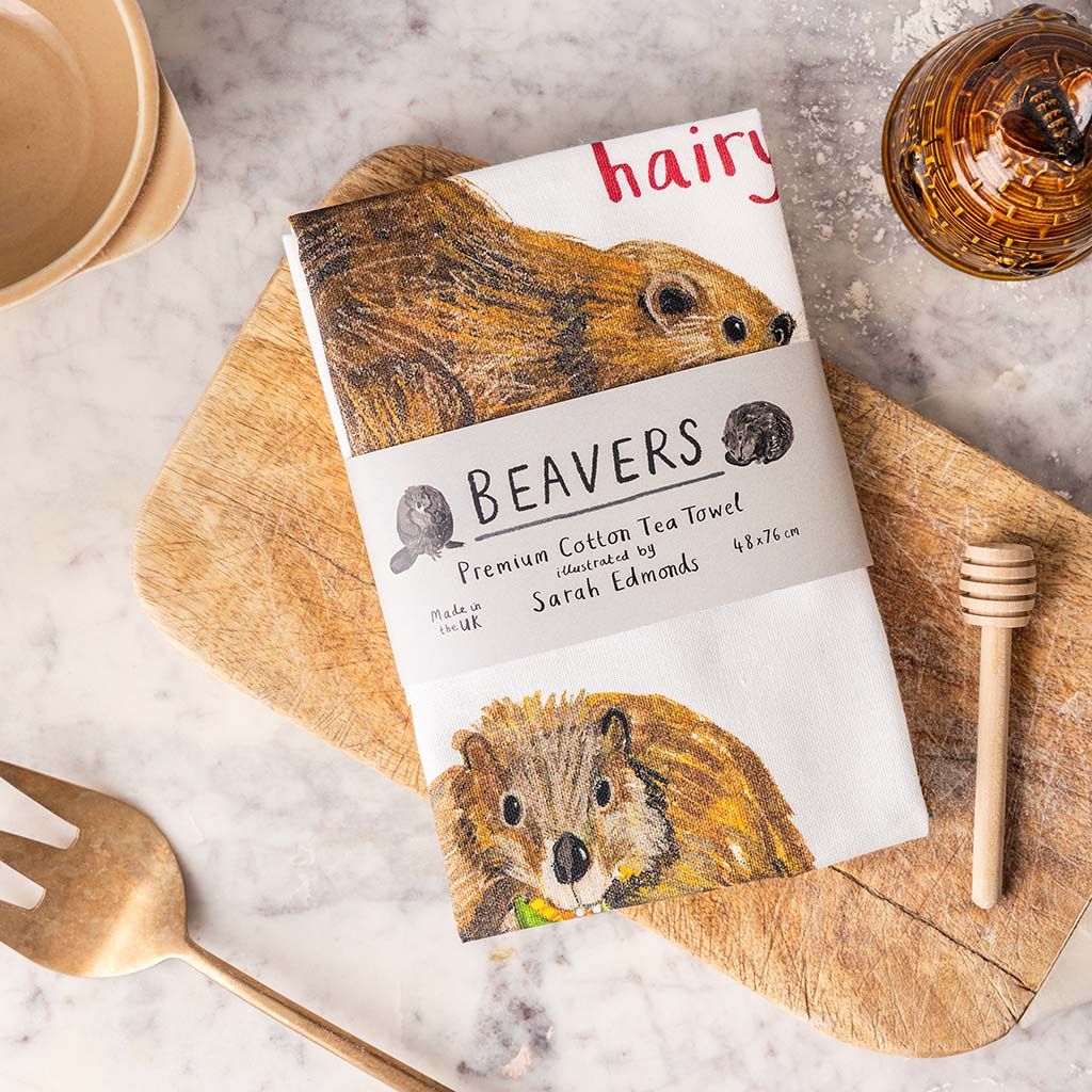 Sarah Edmond&#39;s Beaver Tea Towel