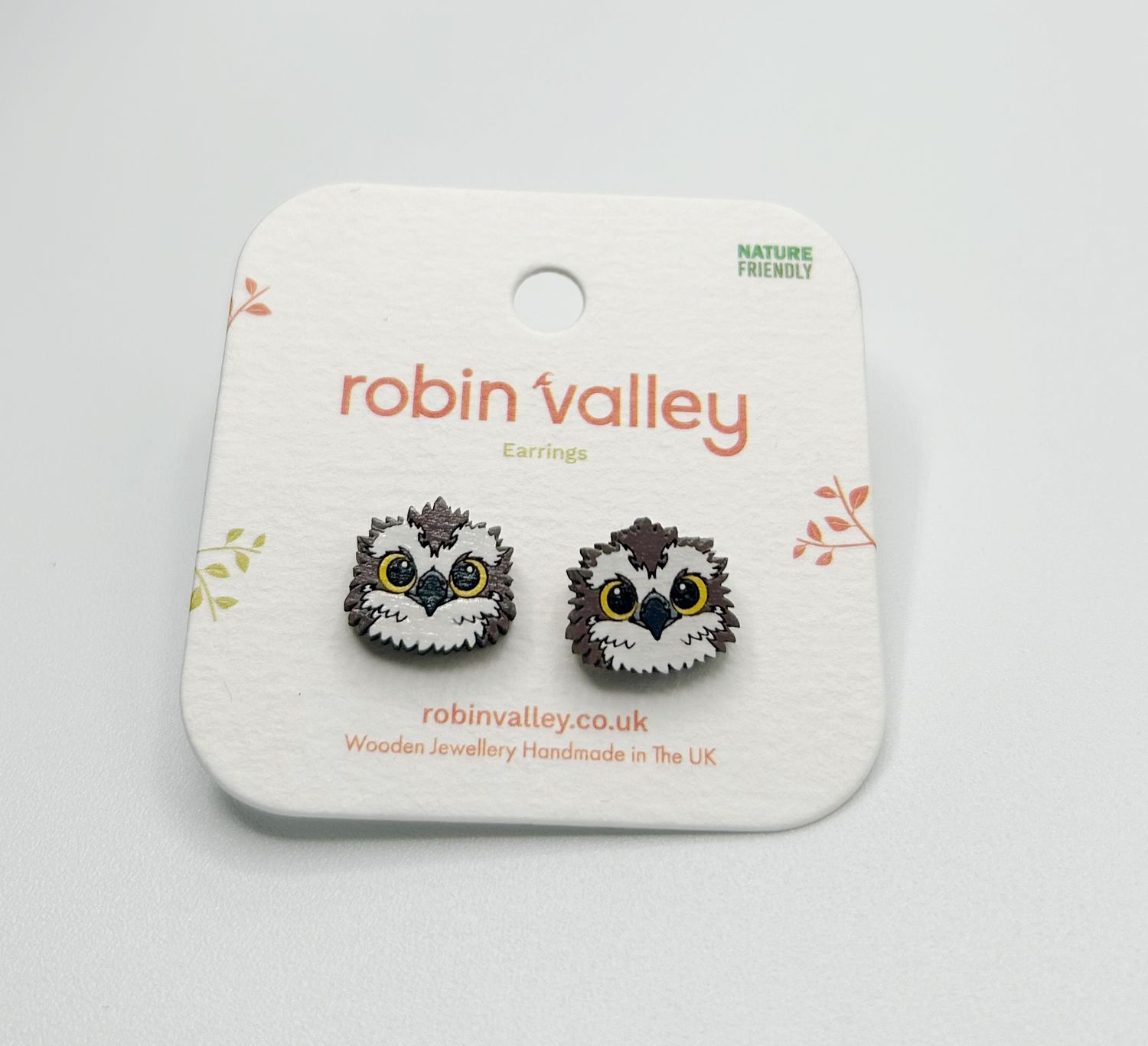 Osprey wooden stud earrings