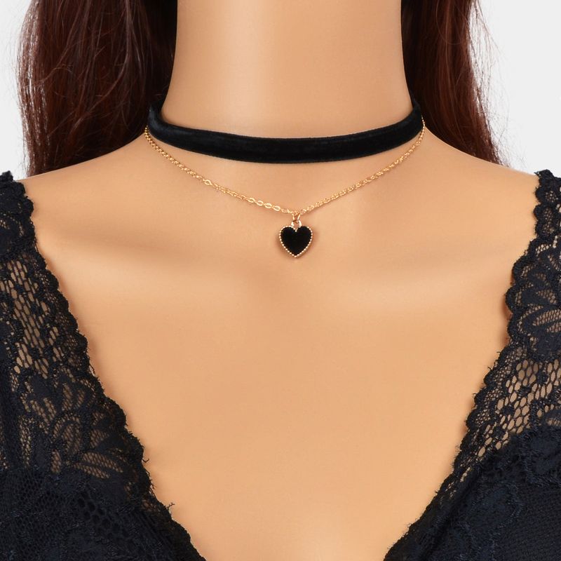 Velvet Short Choker Gold Chain Double