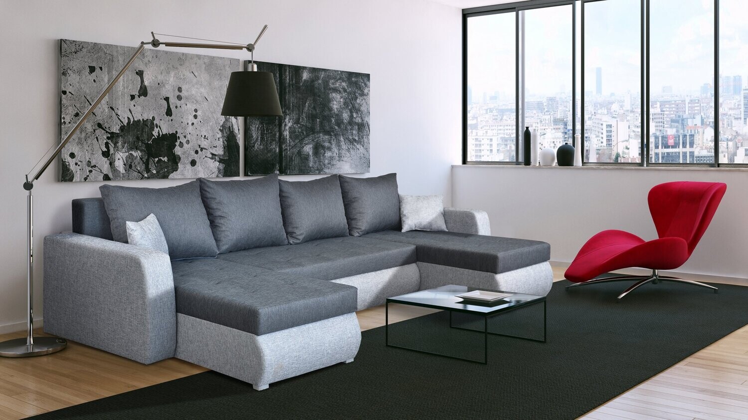 Luxurious corner sofa bed u-shape - TORNADO