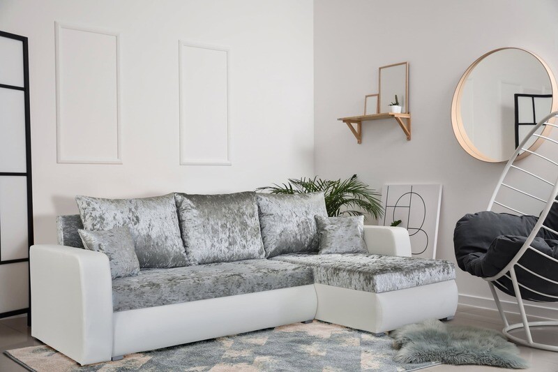 Corner Sofa Bed in luxurious velvet like fabric - VELVET