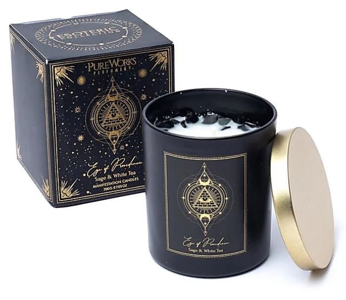 BOUGIE D'INTENTION : Eye of Providence en verre avec couvercle