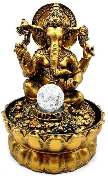 Fontaine Résine Ganesh Doré