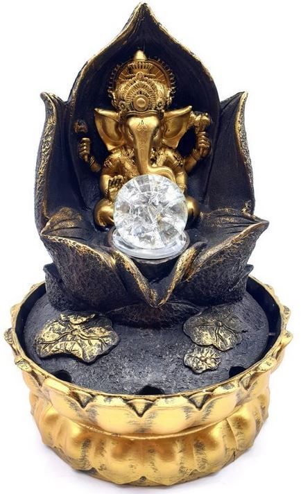 ​Fontaine Résine Ganesh Lotus Doré