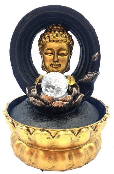 Fontaine Résine Tête Bouddha sur Cercle