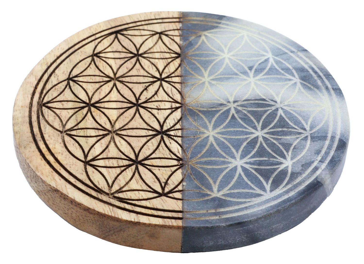 Dessous de Table Bois/Marbre Fleur de Vie 10cm